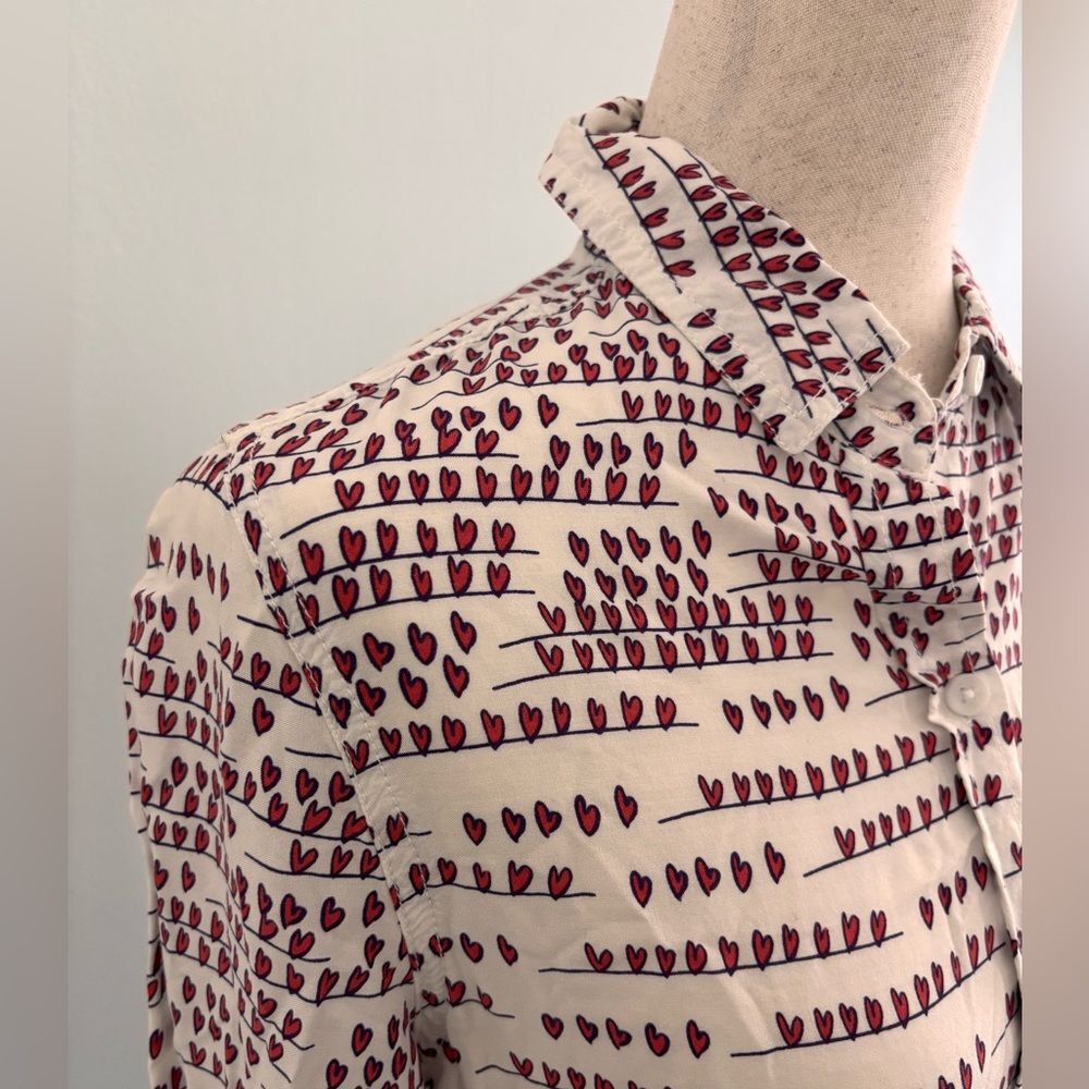 Beachlunchlounge Small White Valentines Button Front Shirt